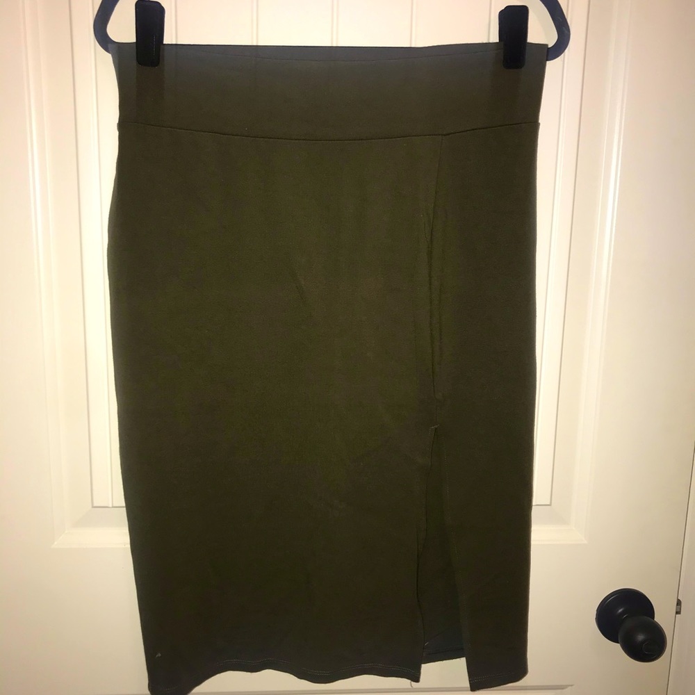 Olive green pencil skirt